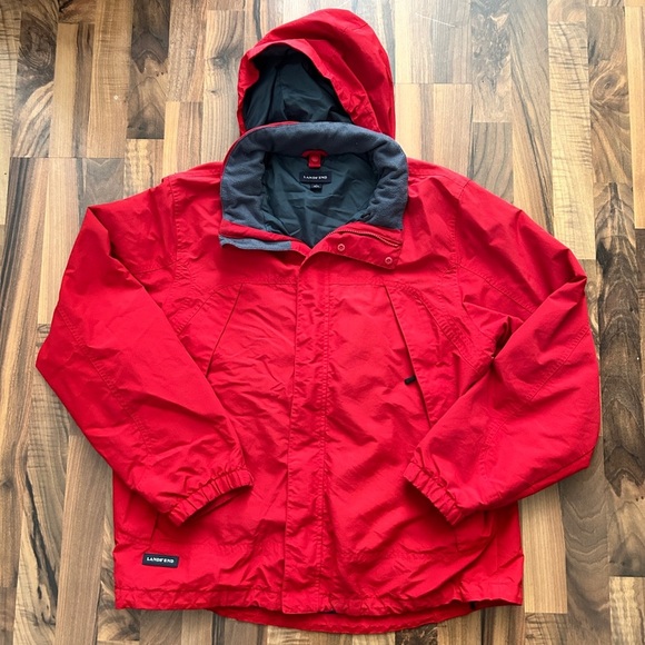 Lands' End Men’s Red Hooded Jacket - Picture 7 of 7